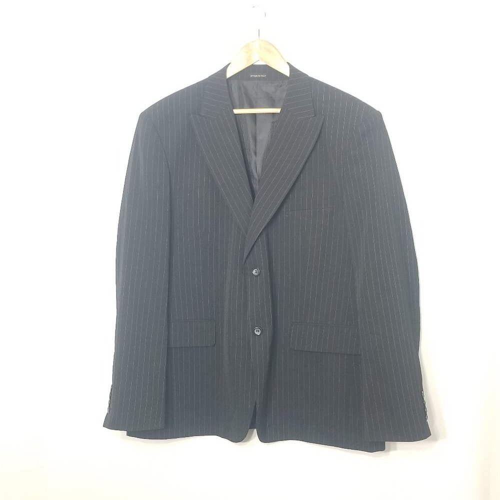 Vintage Men's Cigliano Black Pinstripe Oversized Blazer Business Casual Jacket